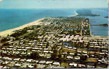 Vtg 1970s Aerial View of Island of Riviera Beach Florida FL Postcard picture