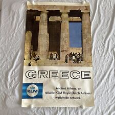 Original KLM Royal Dutch Airlines Greece Poster Rolled 25x40” Vintage Rare picture