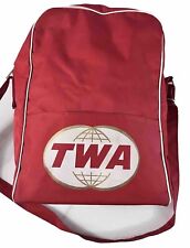 Vintage TWA Airline Carry-On Bag Attendant Bearse Mfg. Zipper w/ Shoulder Strap picture