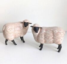 Rustic SHEEP Faux Wood Figurines New Zealand Ireland Country Farmhouse Decor picture