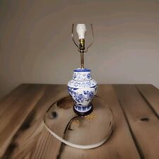 Vintage Asian Oriental Porcelain Blue and White Lamp Floral  picture