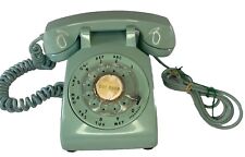 VTG 1970s ITT Rotary Dial Telephone Teal Blue Turquoise MCM Retro Phone w/ Cable picture