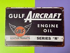 Gulf Aircraft Logo Engine Oil Jet Airplane Garage Wall Metal man cave Tin Sign picture