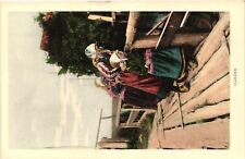 Vintage Postcard- MARKEN, WOMAN AND CHILD ON WOODEN BRIDGE picture