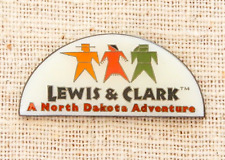 Lewis And Clark North Dakota Lapel Pin Vintage Enamel Gunmetal Adventure Travel picture
