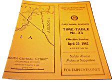 APRIL 1962 UNION PACIFIC CALIFORNIA DIVISION EMPLOYEE TIMETABLE #33 picture