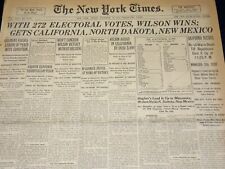 1916 NOVEMBER 10 NEW YORK TIMES - WITH 272 ELECTORAL VOTES WILSON WINS - NT 7689 picture