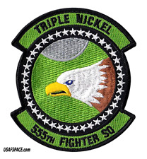 USAF 555th FIGHTER SQ -555 FS- TRIPLE NICKEL -F-16 Fighting Falcon- VEL PATCH picture