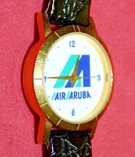 Vintage AIR ARUBA AIRLINES ADVERTISING Watch 18K Gold Plated b12 picture