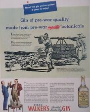  Hiram Walker Gin Print Ad Original Rare Vtg 1940s WW2 Quality Van Huesen Shirts picture