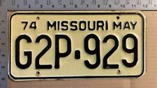 May 1974 Missouri license plate G2P 929 YOM DMV clear Ford Chevy Dodge 2450 picture