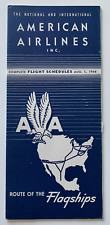 Vintage Aug 1944 American Airlines Timetable Brochure illustrated map routes picture