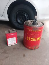 Vintage Gas Cans Gasoline & Oil Cool Lettering 6 1/4 And 1 Gallon Fresh Finds  picture