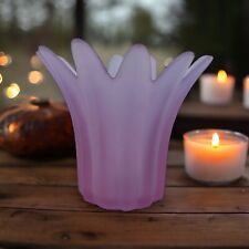 Partylite Frosted Purple Amethyst Glass Votive Tea Light Candle Holder 4.5” picture