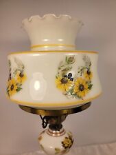 Vintage Hurricane Lamp  Gone With The Wind  Hand Painted Marble Base Flowers picture