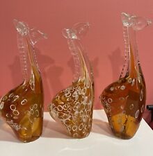 Vintage Crystal Clear Industries Amber Hand Made Glass Giraffe Figurine 10