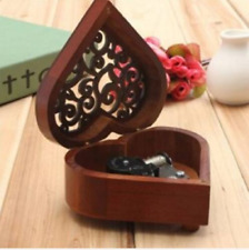 CREATIVE HEART-SHAPED WOOD SILVER WIND UP MUSIC DECOR BOX : YOU ARE MY SUNSHINE picture