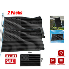 2PACK 3x5FT All Black American Flag US Black Flag Tactical Decor Blackout USA picture