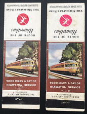 2 VTG Hiawatha CMStP&P Milwaukee Road 9000 Miles A Day Railroad Matchbook Covers picture