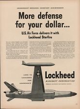 1953 Lockheed Aircraft Corporation Vintage Print Ad Airforce Starfire Plane USA picture