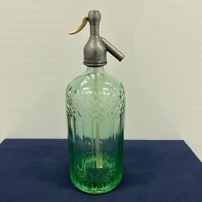 Spanish Antique Vintage Soda Siphon Thick Green Glass Seltzer Bottle 12.5
