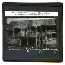 Chinese Fishing Village, Vintage Singapore Malaysia Series Glass Slide picture