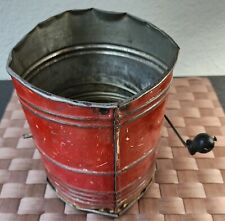 Vintage 1940s Metal Flour Sifter Hand Crank Red Farmhouse  5” Missing Handle picture