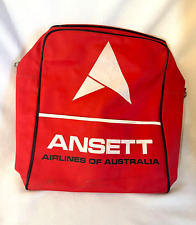 Vintage Ansett Airlines of Australia red vinyl carry on bag footed NO STRAP picture