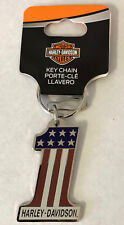 Harley-Davidson Number 1 Red White Blue  Metal Key Chain NEW picture