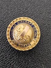 Vtg Douglas Aircraft Company 5 Years Service Pin Gold Filled 1/10 - 12kt picture