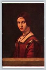 VINTAGE Print Postcard, Leonard De Vinci, Presumed Portrait Of Lucrezia Crivelli picture