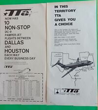 TTA TRANS TEXAS AIRLINES Ads 1968 DC-9 Fares & Route Map,  Vintage 5 x 11 each picture