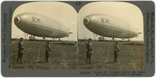 c1900's Keystone Real Photo Stereoview Card Soldiers Dirigible R-34 at Minneola picture