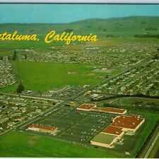 c1960s Petaluma, Cal Birds Eye Aerial Plaza Shopping Center Mall 101 Hwy CA A216 picture