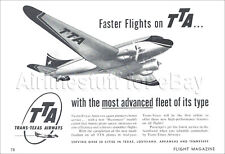 1958 TTA Trans-Texas Airways Douglas DC-3 AD advert airlines TRANS TEXAS picture