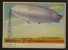 Gallicromo White Hen Spanish Trade Card Blimp Airship on Morring Pole Series 8 picture