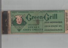 1930s Matchbook Cover Diamond Quality Green Grill Chicago, IL picture