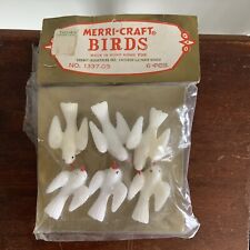 6 Vintage Hong Kong Merri-Craft Plastic Miniature White Doves NOS picture
