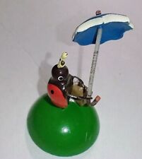 Erzgebirgische Volkskunst Wooden Ladybug with Umbrella & Bag 1 3/4