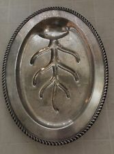 Vintage Academy 1950s LARGE Oval SILVER On Copper Footed SERVING TRAY 16
