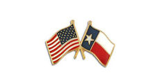USA & Texas Flag Friendship Crossed Flags Lapel Hat Pin (Made in USA) picture