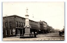 Postcard St Jo St from 3rd Ave, Three Rivers, Michigan Monument gas co RPPC L49 picture