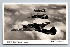 RPPC WWII RAF Bristol Blenheim Light Bomber Airplane FLIGHT Photograph Postcard picture
