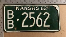 1962 Kansas license plate BB 2562 YOM DMV Bourbon Ford Chevy Dodge L297 picture