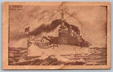 USS Oregon Battleship 1909 Original Postcard Postmark Scandinavia Wisconsin  J7 picture