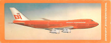 Braniff International Airline Boeing 747 Jet Airplane Vintage Long Postcard picture