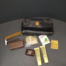 Vtg Alitalia 1st Class Airlines Travel Kit Leather Trussardi Bag & Accessories picture