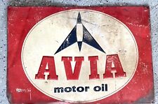 VINTAGE ORIGINAL HEAVY TIN EMBOSSED AVIA MOTOR OIL SIGN AVIATION picture