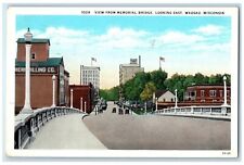 1932 Scenic View Memorial Bridge Looking East Wausau Wisconsin Vintage Postcard picture