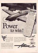 Print Ad Allison Aircraft Plane 1942 WW2 Full Page Large Magazine 10.5